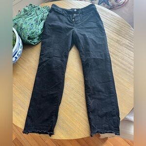 LOFT Black Straight Leg Button Front Jeans Size 2